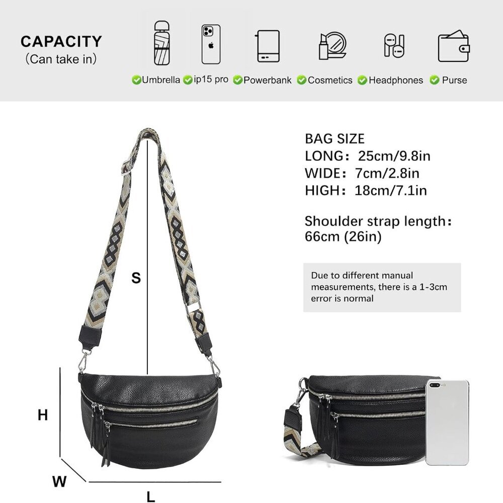 Stylish Leather Fanny Pack Small Sling Bag - Versatile 9.8'' Accessory - Picture 2 of 6